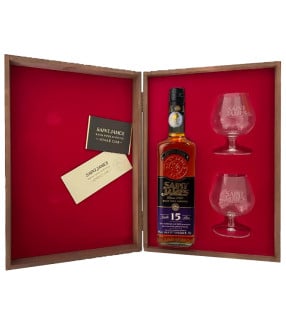 Saint James Réserve Privée 15 ans d'âge en coffret et ses 2 verres (1 verre absent)