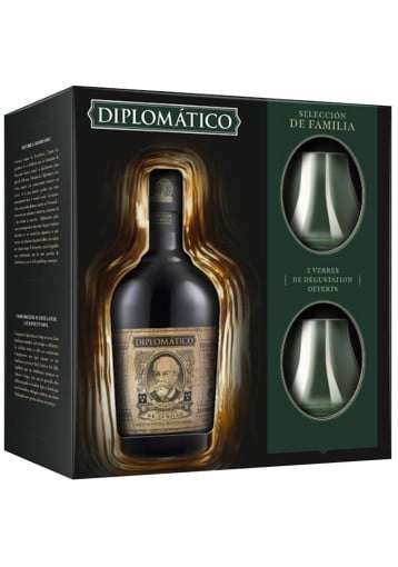 Diplomatico Box - Selección de Familia and its tasting glasses